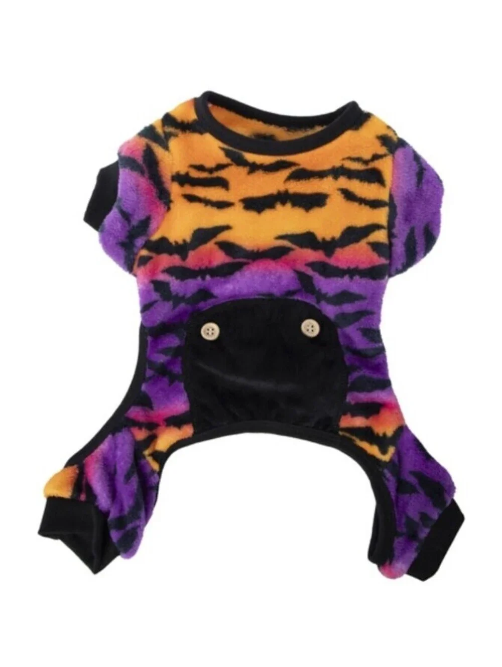 COMFY HALLOWEEN OMBRE BATS PURPLE ORANGE BLACK PLUSH PET PAJAMAS ROMPER JUMPSUIT